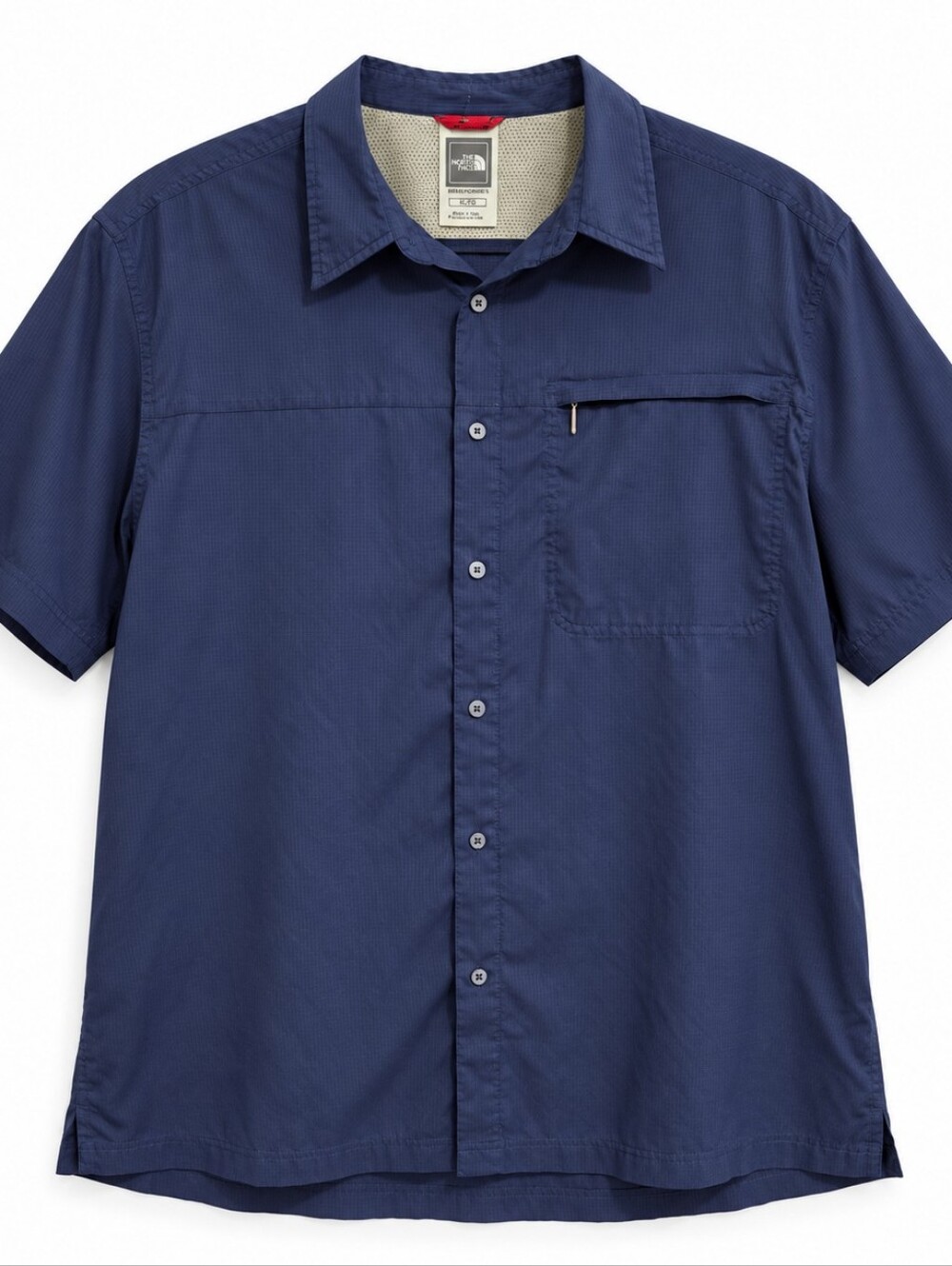 The North Face Men’s XL Navy Short Sleeve Button Up Zip Pocket Shirt